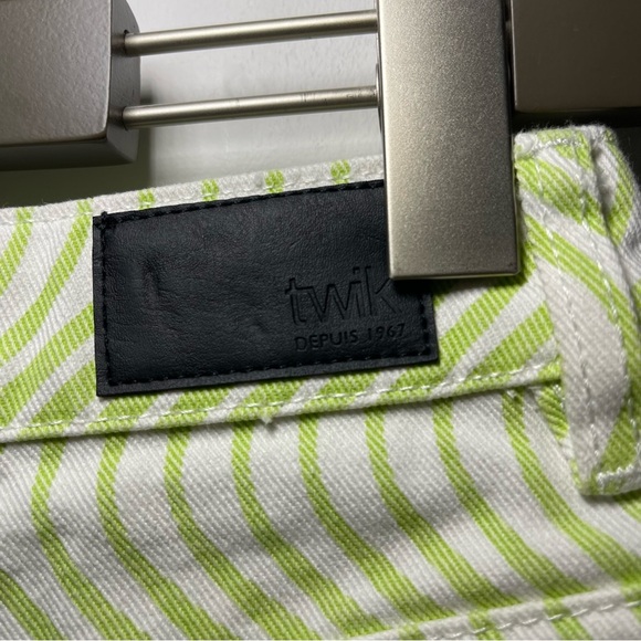 Simons Twik women’s Green psychadelic stripes Straight Leg denim jeans in 29 - Picture 7 of 8